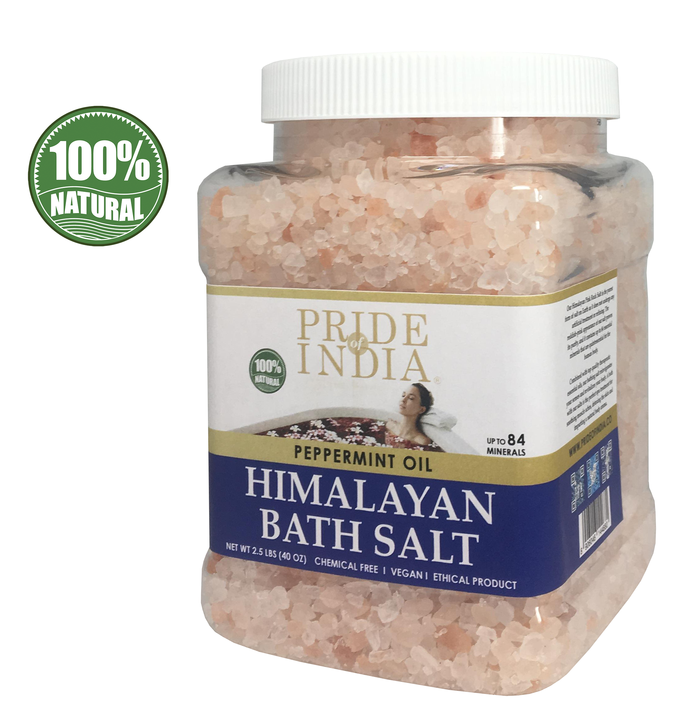 Himalayan Pink Bathing Salt - Enriched w/ Peppermint Oil and 84+ Miner